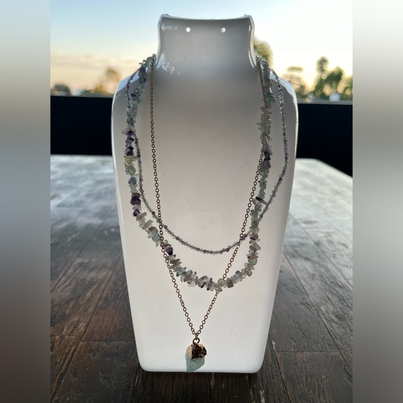 Fluorite Necklace with Matching Fluorite Crystal Jewelry Set - Picture 2 of 5